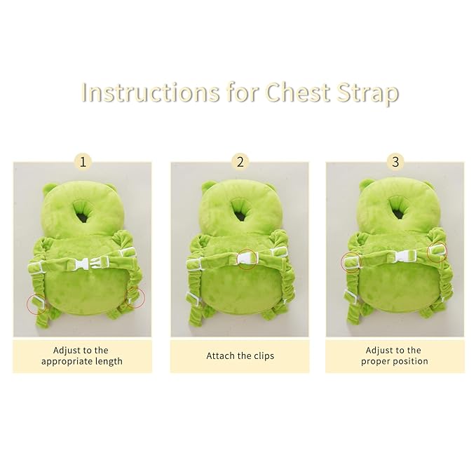Baby Head Protector Backpack, Toddler Toddler Head Protector, Toddler Head Protector Padded Backpack Elasticated Carrier Wear (Frog)