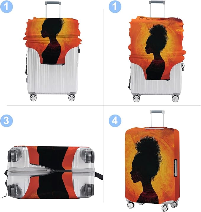 Luggage Cover Washable Suitcase Protector Anti-scratch Suitcase cover Fits 20-34 Inch Luggage (Girl-3, S(20-22inch suitcase))