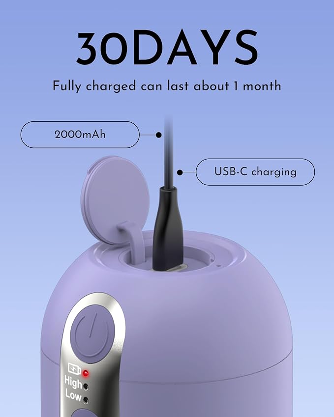 Portable Bidet for Travel, Rechargeable Electric Travel Sprayer with Adaptor, Waterproof High Pressure Handheld Bidet for Women Men Cleaning (Purple)