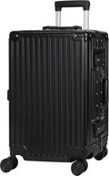 AnyZip Luggage Aluminium Frame Suitcase PC ABS Hard Shell TSA Lock No Zipper 24In Black