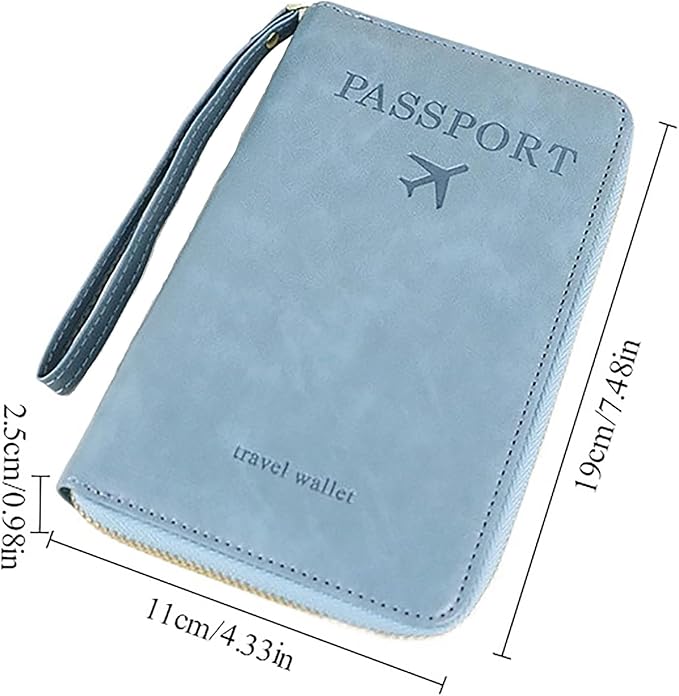 Rowgins Rfid Blocking Passport Holder Wallet, Rowgins Rfid Passport Holder with Zipper, PU Leather PassportHolder for Travel (GREEN)