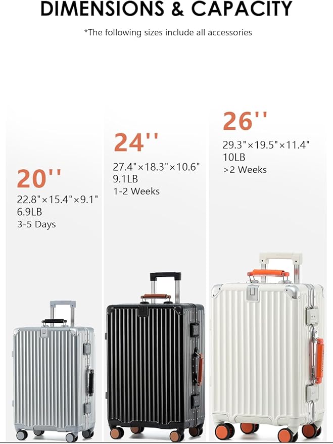 HotWay 26 Inch Hardside Checked Luggage with Leather Handle, PC Zipperless Suitcase with Spinner Wheels and TSA Locks, Lightweight Checked Luggage for Travel