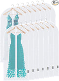 BALEINE 48'' Translucent Garment Bags, 12 Packs PEVA Dress Bag for Closet Clothes Dresses Suit Coats Storage (White, 12PK)