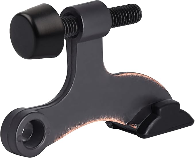 HOMOTEK 12 Pack Hinge Pin Oil Rubbed Bronze Door Stopper,Adjustable Deluxe Heavy Duty Door Stopper 2-1/2"x1-3/4”,with Black Rubber Bumper Tips