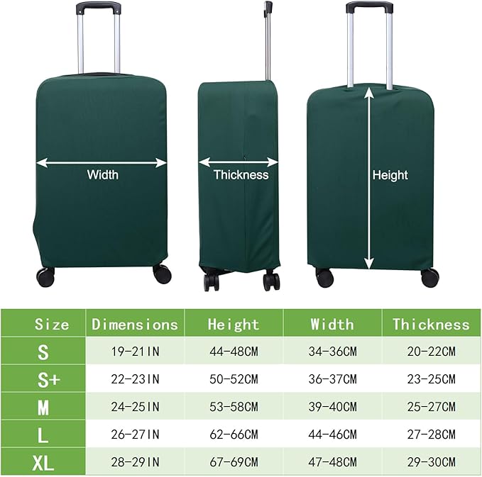 PATIKIL Luggage Cover, Suitcases Covers Elastic Carry on Cover Protector Washable Scratch-Resistant Fits 19-21 Inch Luggage for Travel Business Trips, Dark Green