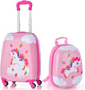 HONEY JOY Kids Luggage, 12" Toddler Backpack & 16" Travel Suitcase with Wheels, Lightweight Toddler Girls Suitcase, Durable ABS Hardshell, 2Pcs Carry On Luggage Set for Boys Girls(Unicorn)