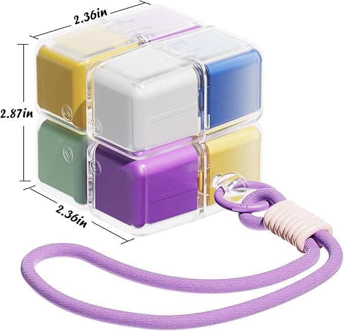 Purse Pill Organizer,Magnetic Cube Cute Pill Box,Pill Compact with 8 Compartment,Vitamin Container Weekly Pill Case (Green)