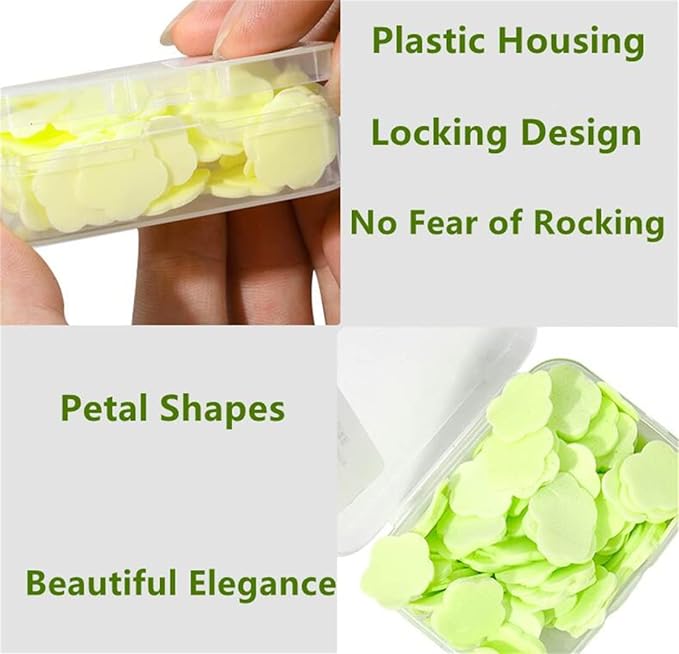 4 Different Scented Mini Fresh Portable Disposable Petal Hand Wash Sheets, Dissolvable Hand Bath Soap, Suitable for Children and Adults, Outdoor, Travel, Camping, 4 Boxes (Approx 400 Sheets)