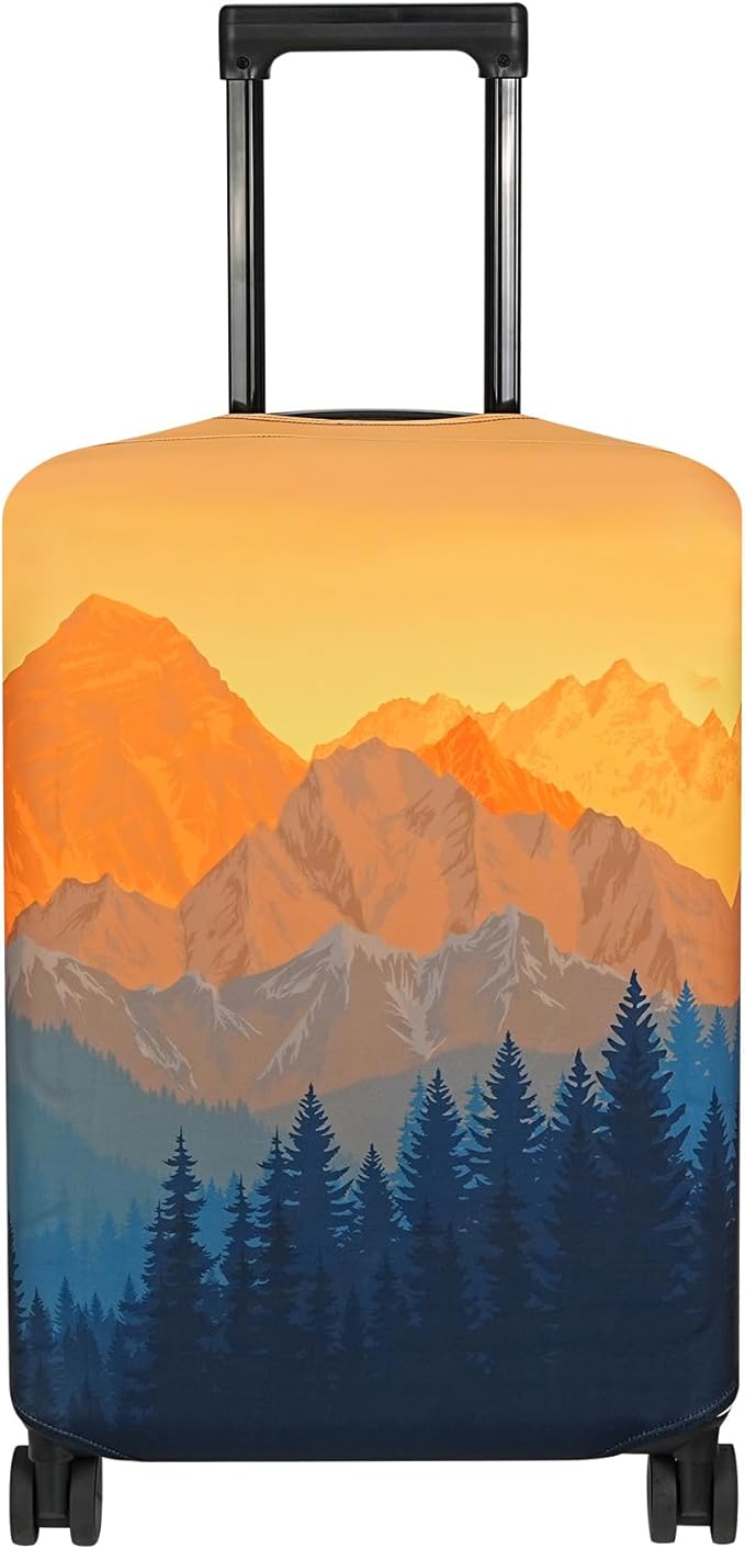 Explore Land Travel Luggage Cover Suitcase Protector Fits 27-30 Inch Case (Amber Mountains, L)