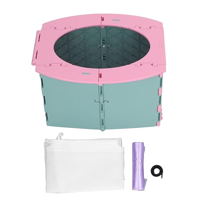 Portable Lightweight Foldable Toddler Potty Baby Toilet Camping Travel (Green Pink)