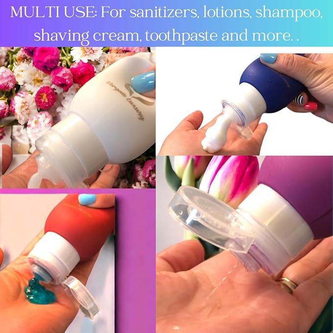Vorgato Luxury- Silicone Travel Bottles for Toiletries - 3oz Silicone - TSA Approved - Refillable Travel Bottles 4pcs (White)