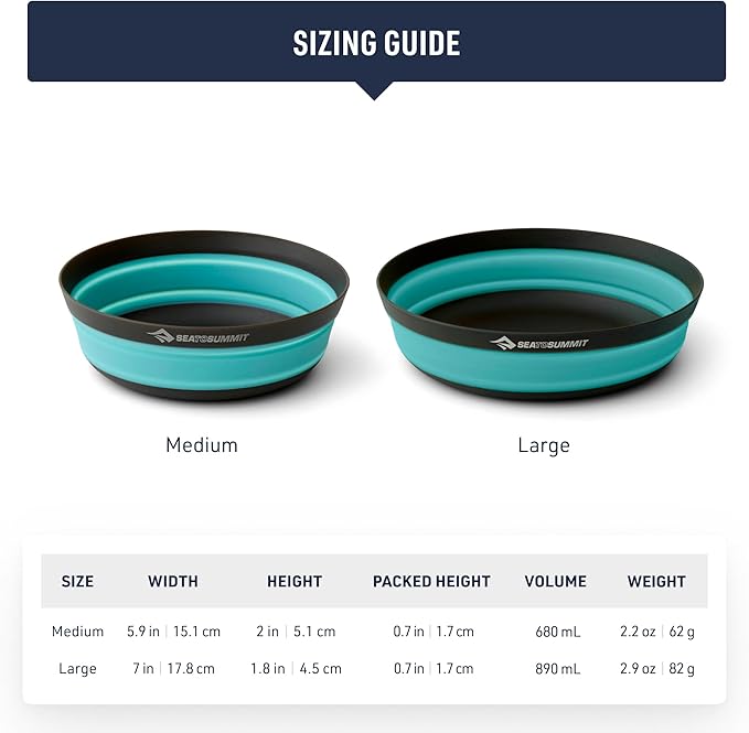 Sea to Summit Frontier Ultralight Collapsible Bowl, Medium (23 fl oz), Aqua Sea Blue