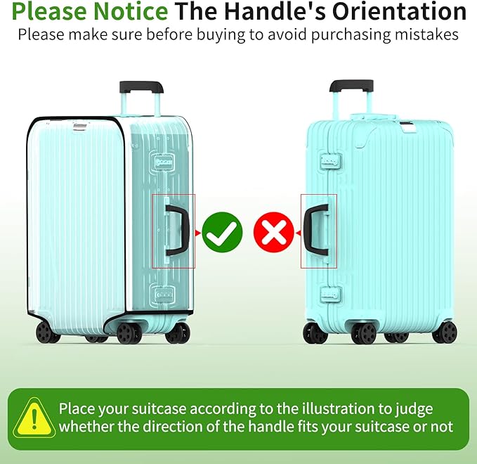 Suitcase Covers For Luggage, 30 Inch Clear PVC Luggage Covers Protector Full Thicken Transparent Waterproof Suitcase Sleeve With Large Velcro for 30" Wheeled Suitcases