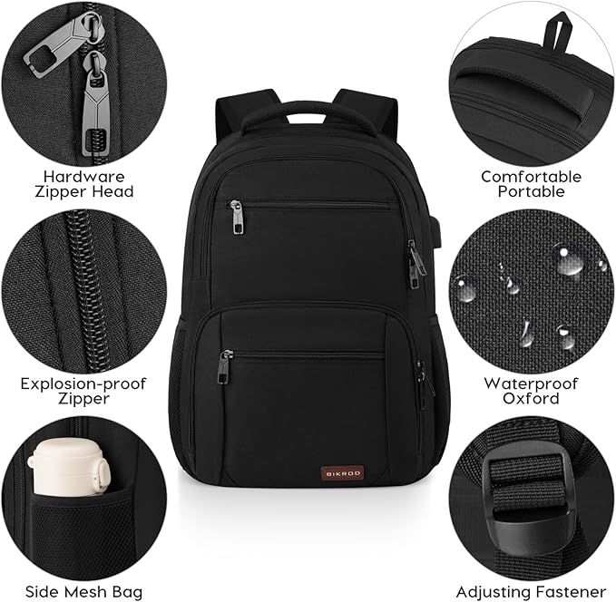 Backpack for Men and Women, School Backpacks for Teen Boys Water Resistant TSA Travel Backpack with USB Charging Port, Business Anti Theft Sturdy Computer Bag Gifts Fits 15.6 Inch Laptop,Black