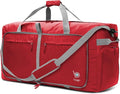 Bago Big XXL Foldable Duffel Bags for Traveling Women & Men - 140L Packable Duffle Bag for Travel with Shoe Compartment - Water Repellant, Heavy Duty, Lightweight Folding & Collapsible (Red)