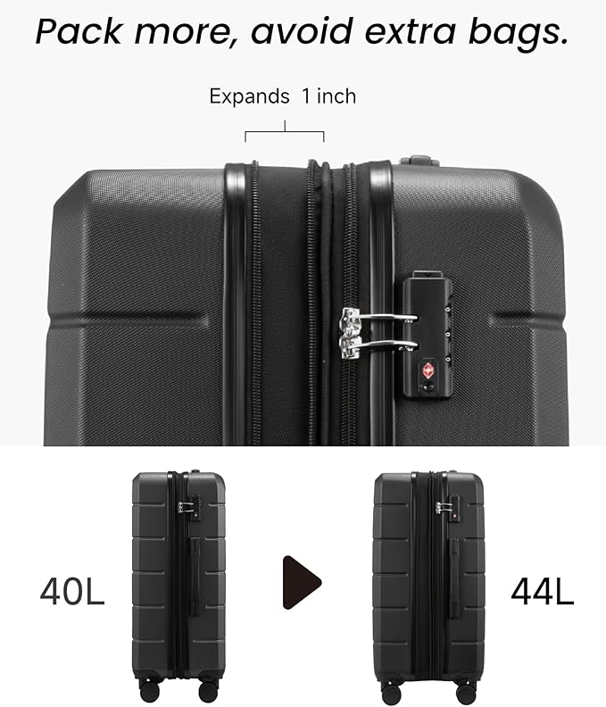 Luggage Sets 3 Piece, Expandable Hardside Suitcases with Wheels, Blue