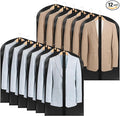 Zilink Clear Garment Bags for Hanging Clothes Clear Suit Bags for Closet Storage Breathable Suit Bag for Travel for Suits, Coats, Jackets, Set of 12