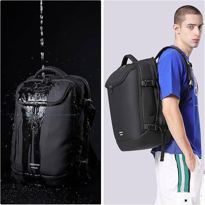 50L Carry on Travel Backpack, Expandable Airline Approved Backpacks with 3 Packing Cubes Fit 17.3 inch Laptop Suitcase backpack for Men Women(Black)