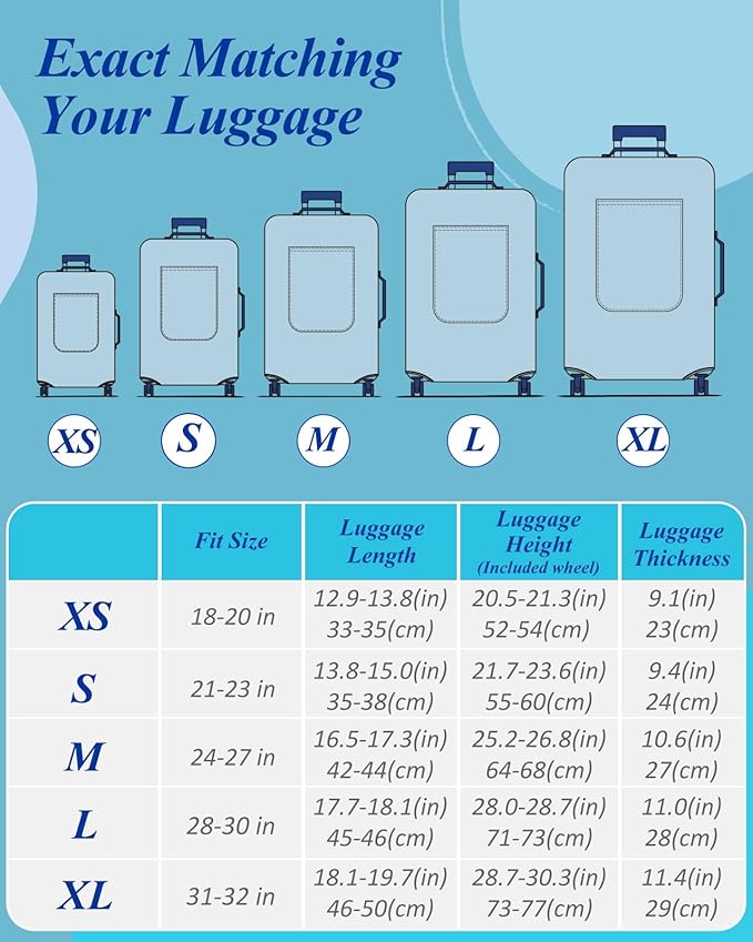 Slohif Luggage Cover for Suitcase Tsa Approved Protector - Luggage Sleeve Large Suit Case Cover Travel Stretch Baggage Case Protective Washable Fit 28-30 Inch Sea Wave L
