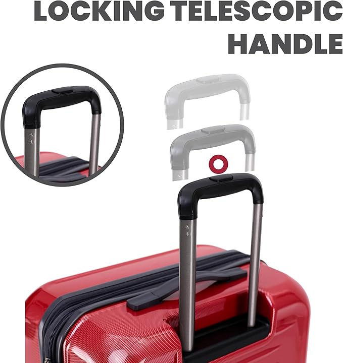 Spyder Rails 20 Inch Expandable Hardside Upright Suitcase with 360° Spinner Wheels, TSA Approved Lock, Red