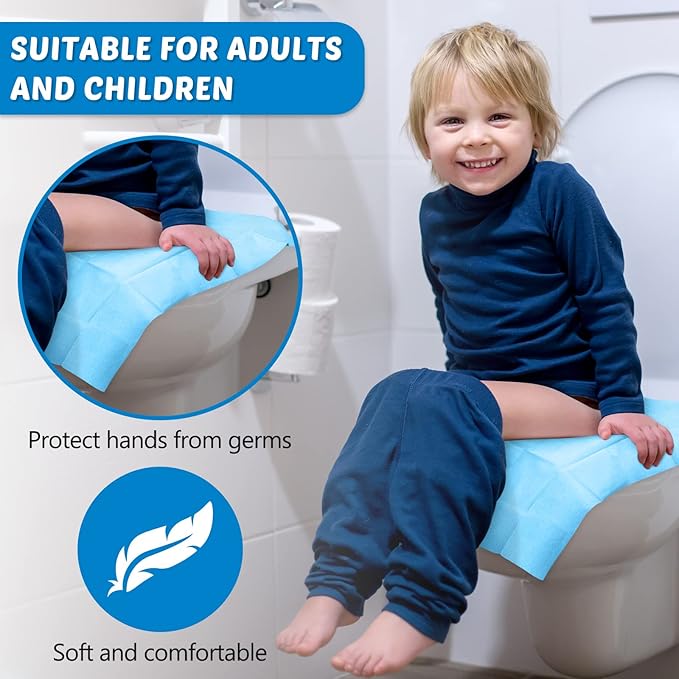 Yahenda 200 Pack Toilet Seat Covers Disposable Extra Large Individually Wrapped Toilet Seat Cover for Adults and Kids Potty Training Waterproof Travel Potty Seats Mats for Kids Adults Public Bathroom