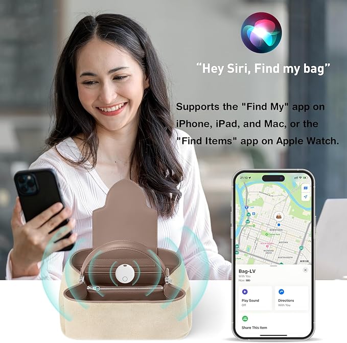 Air Tracker Tags-4 Pack [Apple MFi Certified] (iOS Only), Smart Bluetooth Tracker, Compatible with Apple Find My, Item Locator for Keys, Luggage, Wallet, Suitcase, Bags, IP67 Waterproof