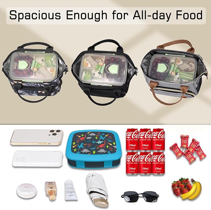 Small Lunch Bag Lightweight Insulated Lunch Box for Women Work Portable Soft Cooler for Picnic Travel Road Trips, Loncheras para Mujer, Black
