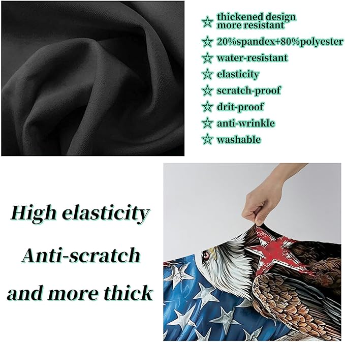Luggage Cover + Tag, Eagle American Flag Travel Suitcase Protector for 29-30 inch Luggage (XL) with Concealed Zipper, Washable Elastic Cloth, Dustproof, Anti-Scratch