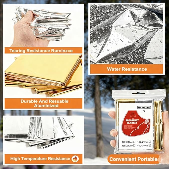 Professional 3-in-1 Survival Kit: Emergency Blanket, 120dB Whistle & All-Weather Fire Starter | Ultimate Safety Gear for Camping, Hiking, Car Emergencies & Storms (3-in-1 5pcs)