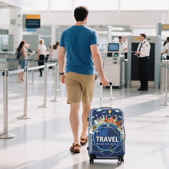 WUJIAONIAO Travel Luggage Cover Baggage Suitcase Cover Protector Skins 18-32 Inch (A9 TRAVEL, S (for 18-20 inch luggage))
