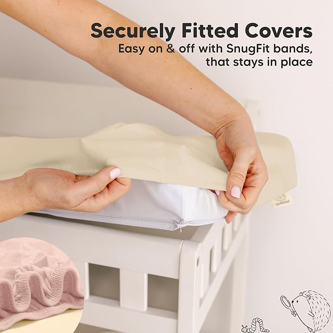 2-Pack Baby Changing Pad Covers for Girl, Boy, Neutral - Soft Viscose Derived from Bamboo Changing Table Pad Cover Sheets, Baby Nursery Diaper Changing Pad Cover, Contour Changing Pad Liner (Cameo)