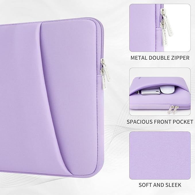 RAINYEAR Laptop Sleeve Case with Front Pocket, 15 16 Inch Protective Portable Case with Front Pocket, Briefcase Laptop Bag Cover Compatible for MacBook Pro/Max M4 M3 M2 M1 2025 2024 2023 2022, Purple