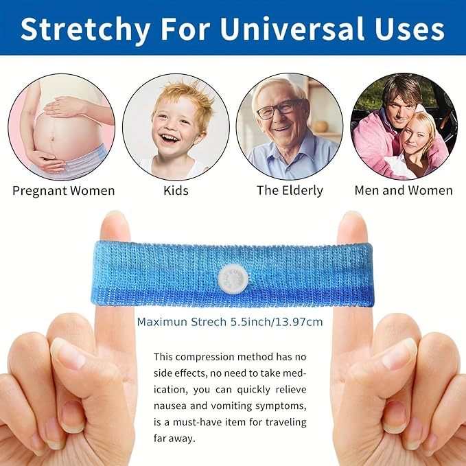 Motion Sickness Bands/Acupressure Nausea Wristband for Nausea,Sea Sickness Wristbands for Natural Relief of Morning Sickness,Dizziness, Motion Sickness(Car, Sea, Flying Travel Sickness)