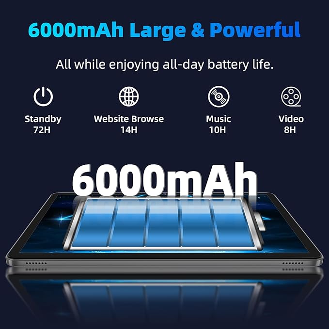 Android 14 Tablet,10 inch Tablets, Octa Core Processor, 10GB+64GB+512GB Expansion, 1280x800 HD IPS Display Screen, Wi-Fi6, Dual Camera, 6000mAh Battery Tablet PC,Support Widevine L1 Google Kids Space