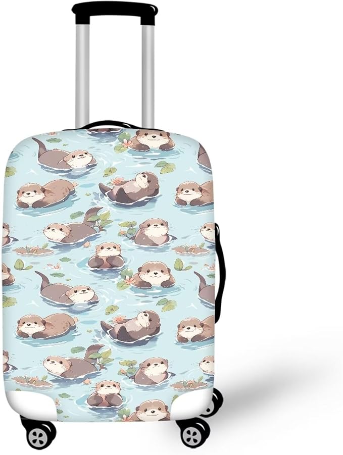 Otter Print Suitcase Cover Fit 26-29 Inch Travel Luggage Covers with Zipper Non Slip Luggage Cover for Suitcase Zip Closure Elastic Suitcase Cover Protector Cute Baggage Cover