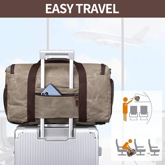 Travel Duffle Bag Weekender Bag with Shoe Compartment Overnight Bag for Men Travel Bag Carry On Lugguage Light Green