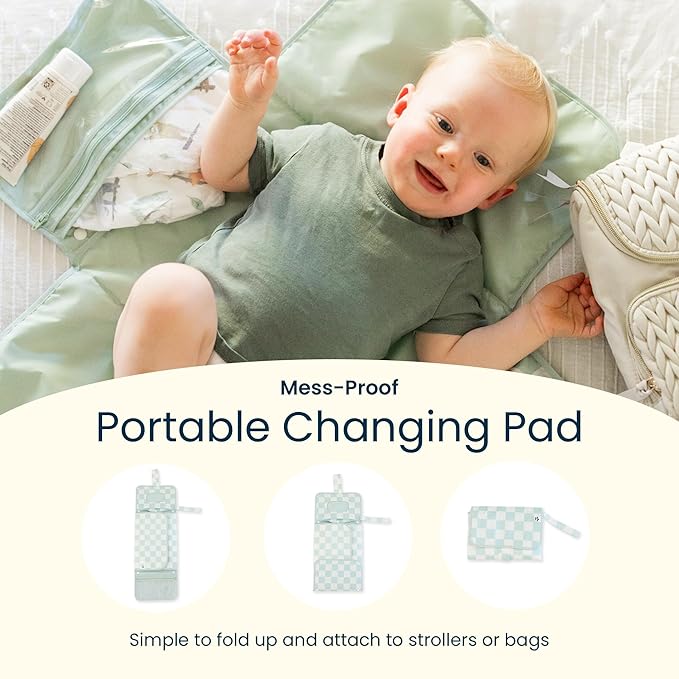 Tiny Twinkle Portable Diaper Changing Pad-Foldable Waterproof Changing Mat | Portable Changing Pad for Travel | Baby Changing Station with Smart Wipes Pocket & Storage (Cotton Candy)