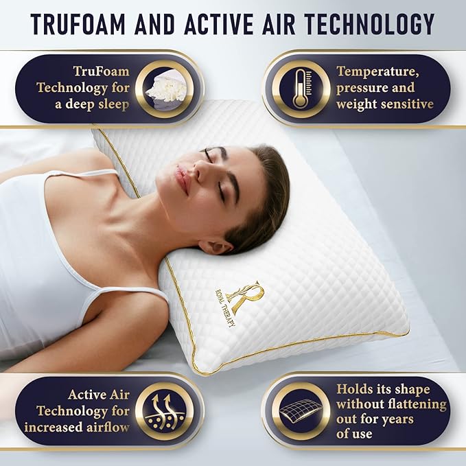 Royal Therapy 2-Pack King Size Pillows, Memory Foam Pillow - Shredded Foam, Hypoallergenic Bamboo-Derived Rayon Cover, CertiPUR-US Certified, Removable Cover, for All Sleep Positions, Neck Pain Relief