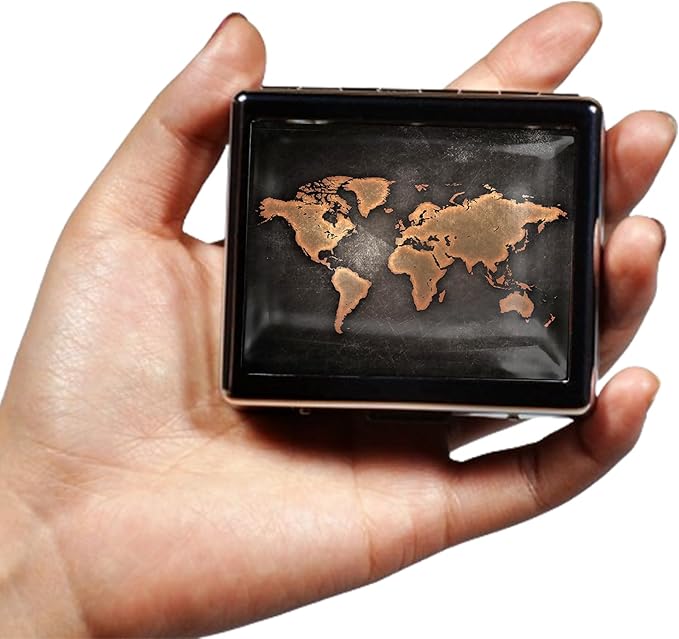 Silver Vintage Pill Box 7 Day Metal Pill Box with Mirror and 8 Compartments Cute Travel Pill Organizer for Purse (Vintage World Map)