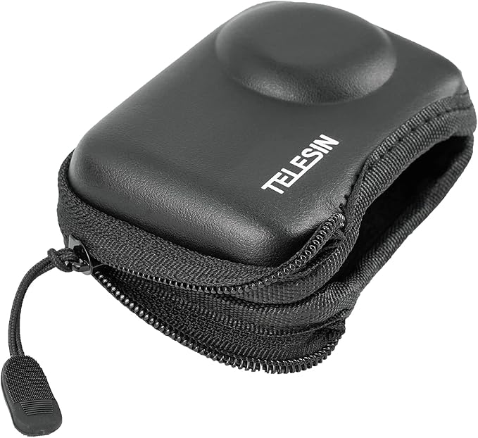TELESIN Mini Carry Case Lens Protector for DJI Action 5 Pro Action 4 Action 3 Insta 360 Ace Insta360 Ace Pro Accessories, Mini Protective Carrying Bag Half Zipper for Selfie Stick Tripod Accessory