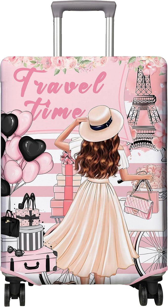 Travel Luggage Cover Suitcase Protector Fits 18-32 Inch Wheel Covers PatternedTravel Related Items Flower Luggage Protector Elastic XL