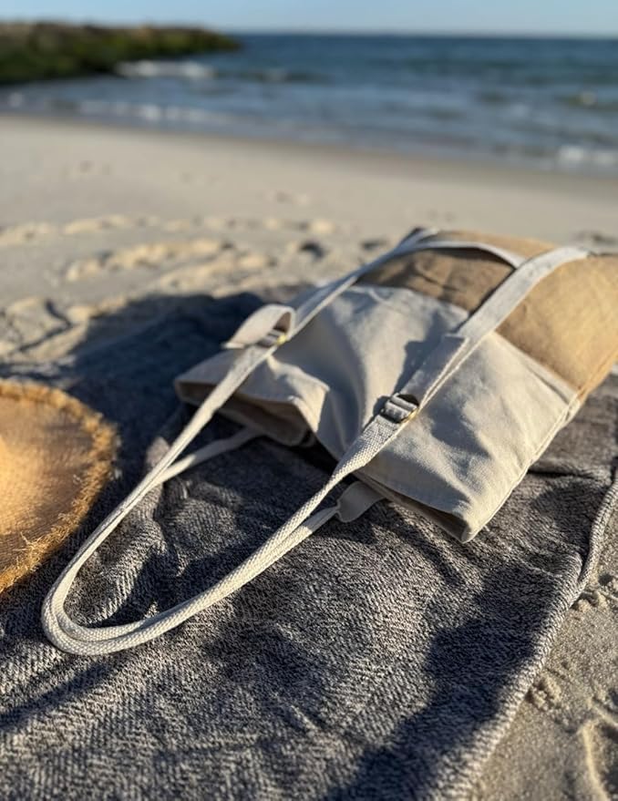 Large Beach Tote Bag with Hat Holder Straps, Womens large beach bag- Vation beach Tote