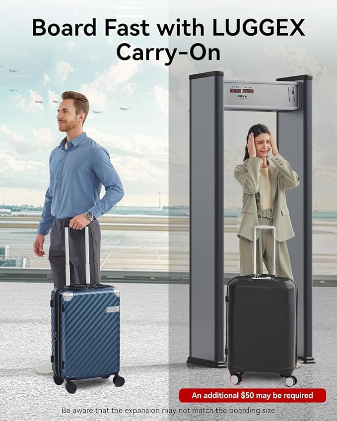 LUGGEX Luggage with Spinner Wheels - Expandable Hard Shell Suitcase With Wheels, Carry-On 20-Inch, Cherry