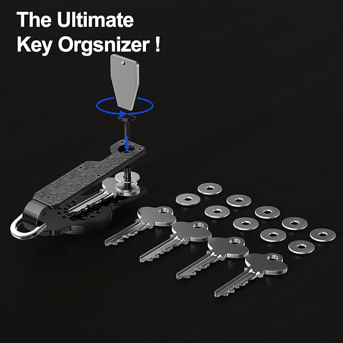 Key Organizer for Men/Women Compact Key Holder Minimalist Key Case Metal Key Chain Key Holder for Keychain Secures 2-6 Keys