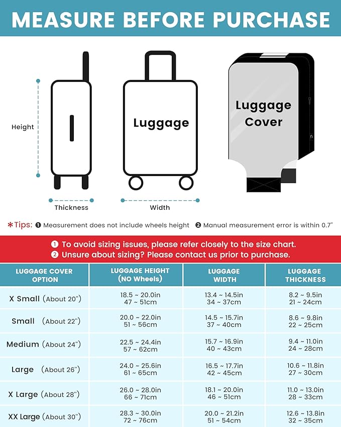 Travelkin Clear Luggage Cover Protectors For Suitcase Transparent TPU Suitcase Cover Protector Fit 18-32 Inch Luggage