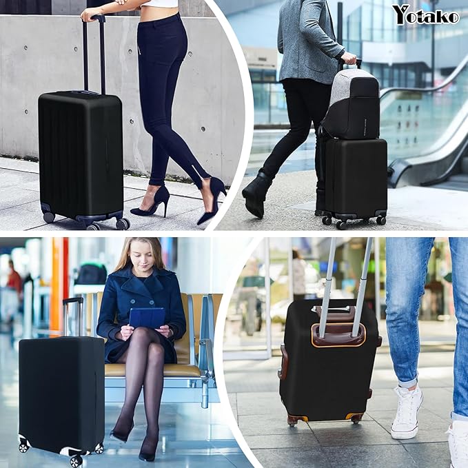 Yotako Luggage Cover,Thicker Luggage Protector Elastic Suitcase Cover Protector, Travel Anti Scratch Fits 18-32 Inch Suitcase Travel Accessories (24", Black)