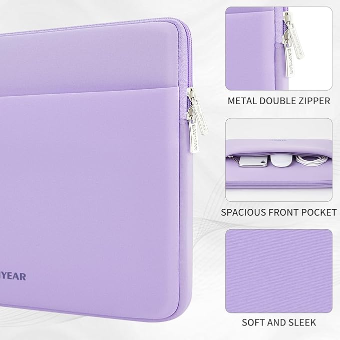 RAINYEAR Laptop Sleeve Case 15.6 Inch, Protective Portable Case with Front Pocket, Briefcase Handbag Computer Carrying Bag Laptop Bag Compatible for HP, Dell, Asus, Lenovo, Notebook, Purple