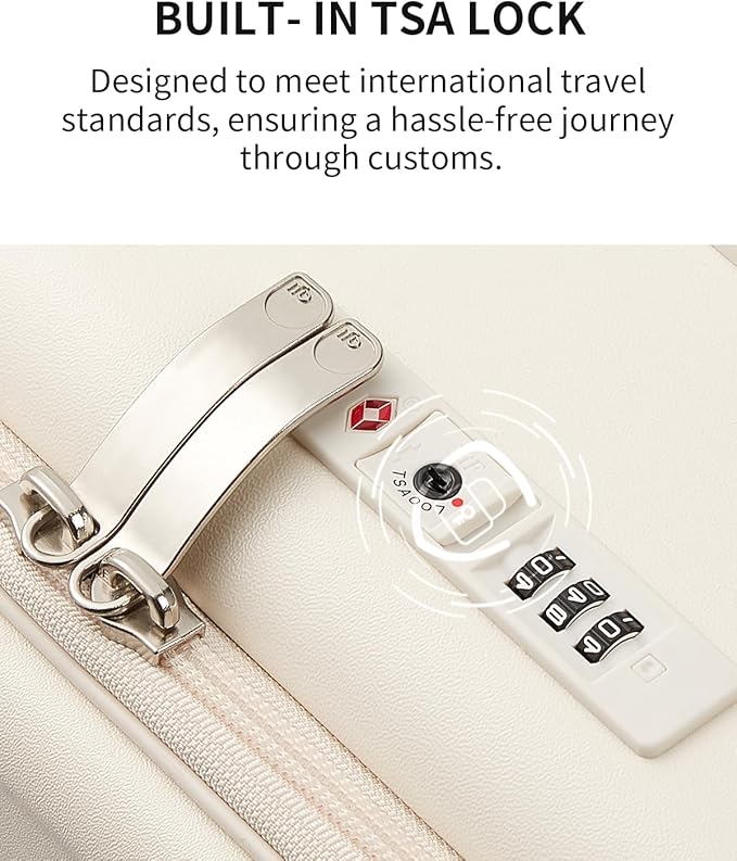 aji Expandable Top Opening 26 Inch Checked Luggage with Spinner Wheels, Large Suitcase with TSA Lock, Hard Shell Travel luggage Suitcases for Men Women, for 20+Days Travel, Coconut White