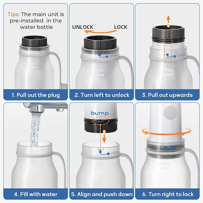 BIGCOW Portable Travel Bidet, Electric Bidet with 3 Spray Modes, IPX7 Waterproof ＆ Rechargeable, Mini Toilet Water Sprayer for Personal Hygiene, Postnatal Care, Perineal & Hemorrhoid