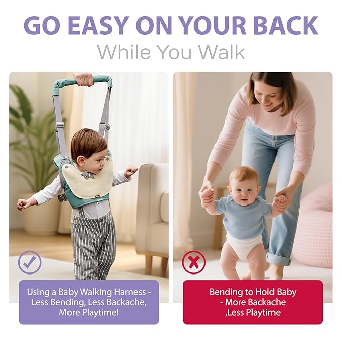 Baby Walking Harness-Handheld Assistant Belt- Toddler Infant Walking Aid for Trainer & Support 7-24 Month Old (summer-Green-1817)